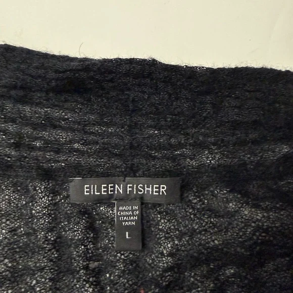 Eileen Fisher Mohair Black Lightweight Open-Front Cardigan Sweater Size Large - Picture 7 of 11